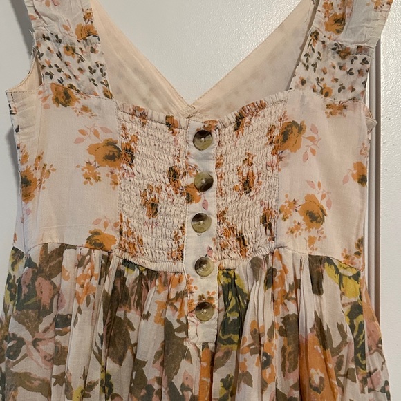 Free People “Love You” Midi Dress in Garden Floral Cream and Peach - Picture 9 of 9